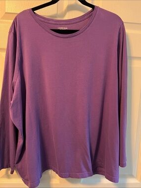 Lands' End Purple 100% cotton Relaxed Fit Tee - 3X/P